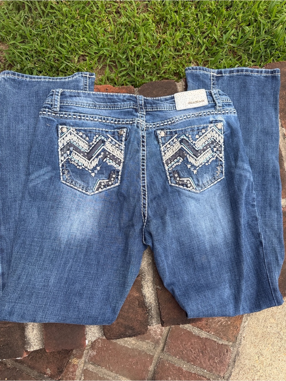 Grace in LA boot cut blue jeans size 34